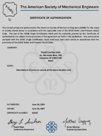 Certificado ASME U STAMP