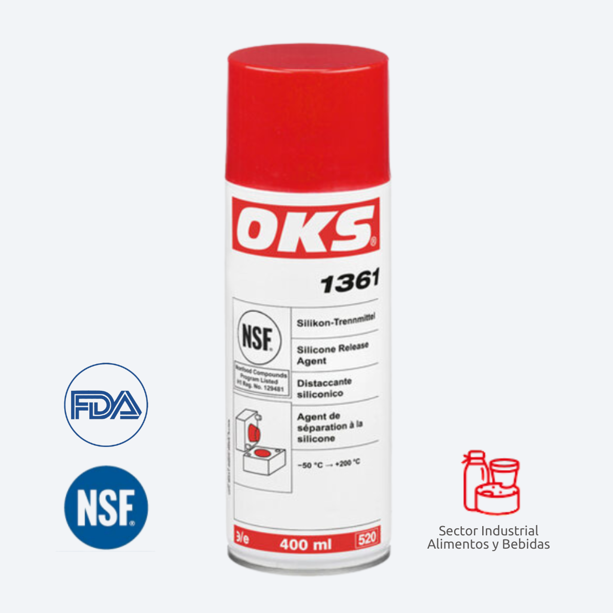 OKS 1361 es un agente desmoldante y lubricante a base de silicona, apto para uso alimentario.